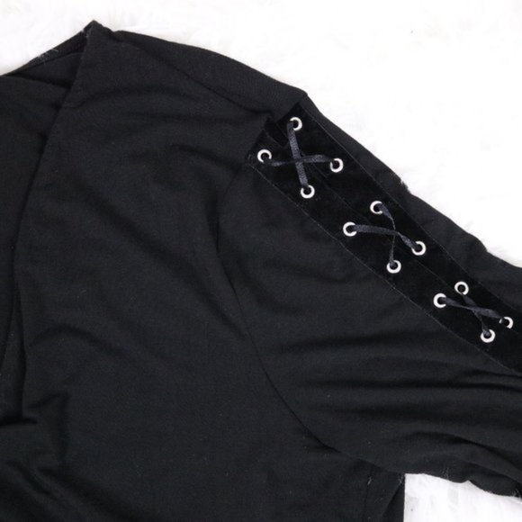 2/$20 Express long sleeve lace up v-neck shirt b6 - Picture 3 of 6